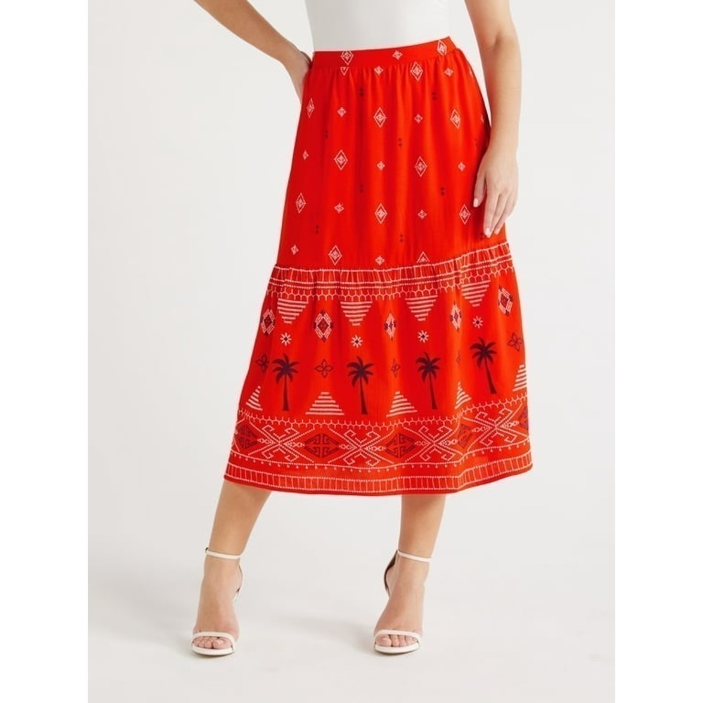 Sofia Jeans and Women's Plus Border Embroidery Skirt, Mid Size XXXL NC0328
